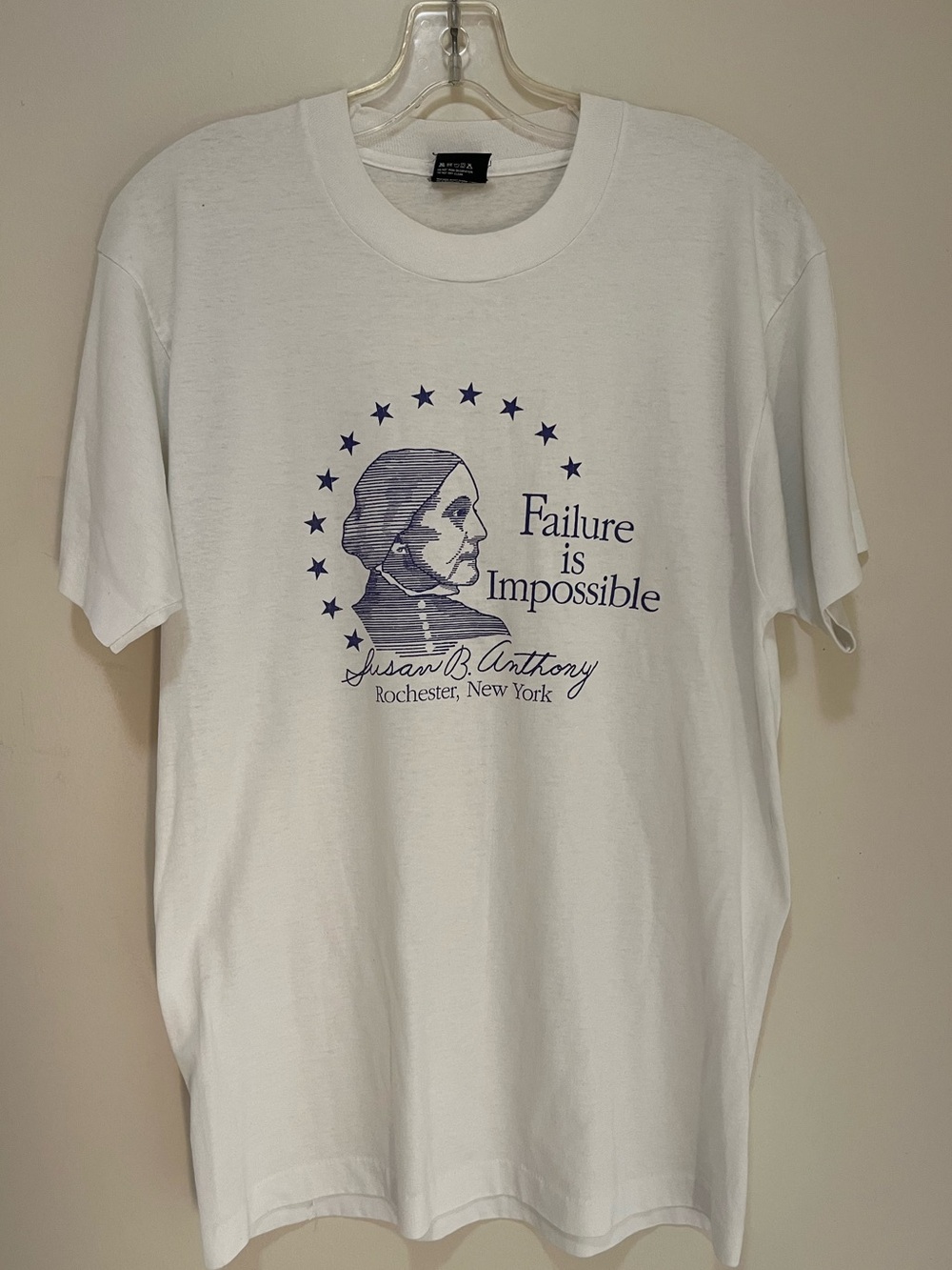 Vintage 90s Susan B Anthony Failure Is Impossible Shirt L Single Stitch